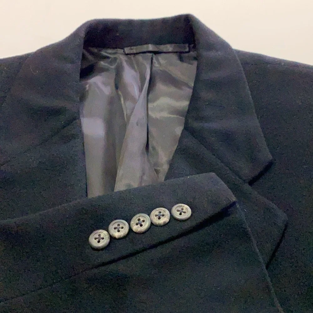 Vintage Black Cashmere Sport Coat Blazer Jacket 42L Old Money Classic